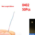 50pcs/bag 0402 0603 0805 1206 SMD Lamp Wired Micro Litz Led Pre-Soldered Chip Wired 30cm 3V DIY Railway Models Scenes Toy Light