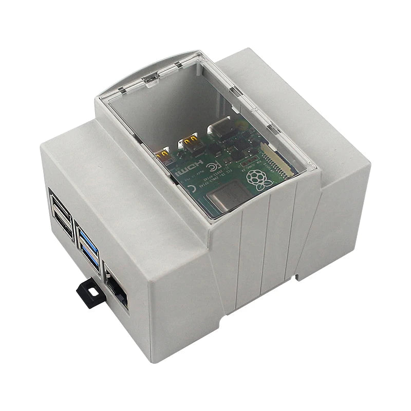Raspberry Pi 5 4 3 ABS Case Electrical Box DIN Rail Modular Shell Optional Alumium Heatsink Cooling Fan for Pi 4 /3B+ /3B