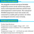 1/3/5Pcs DS18B20 Temperature Sensor Module Digital Waterproof Stainless Steel Probe for Arduino