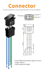 LANBOO 14mm*9mm Series 7Amp High Current Rocker Switch ON-OFF-ON 2/3Position 4/6Pin KCD1  With Red/Green Light  12V24V220V