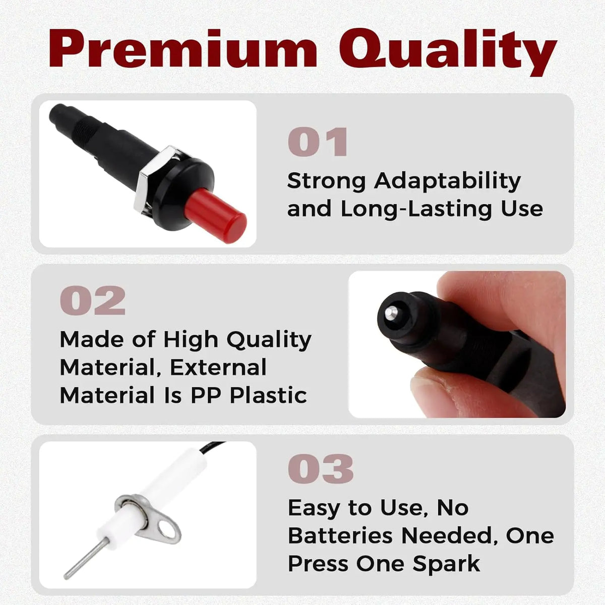 Piezo Igniter W/ Spark Ignition Propane Push Button Piezo Igniter Kit W/ Thread Ceramic Electrode Ignition Plug Type of 1 Out 2
