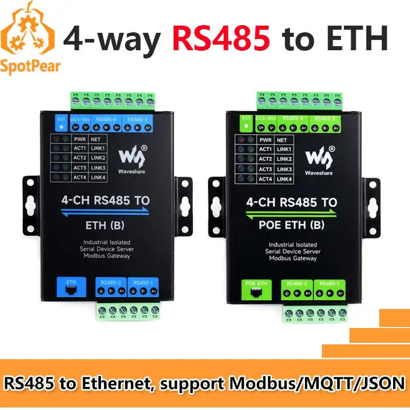 Industrial Isolated 4CH RS485 TO POE ETH (B) RJ45 Converter UART For Modbus