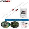 0.5W Zener Diode kit Rectifier Assortment 2V 3V 3.3V 4.7V 5V 5.1V 5.6V 7.5V 10V 12V 13V 15V 18V 24V 30V 33V 200V Set