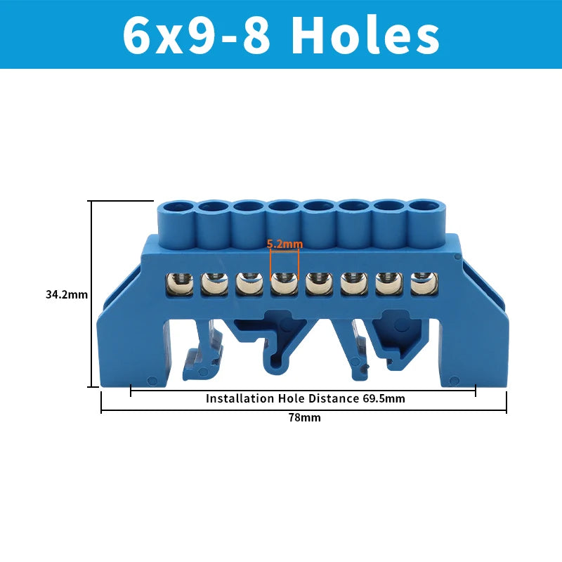 OMCH Terminal Bar 7x10 9x14mm Brass Ground Neutral Block High Conductivity Bridge Connector for Power Distribution Cabinet