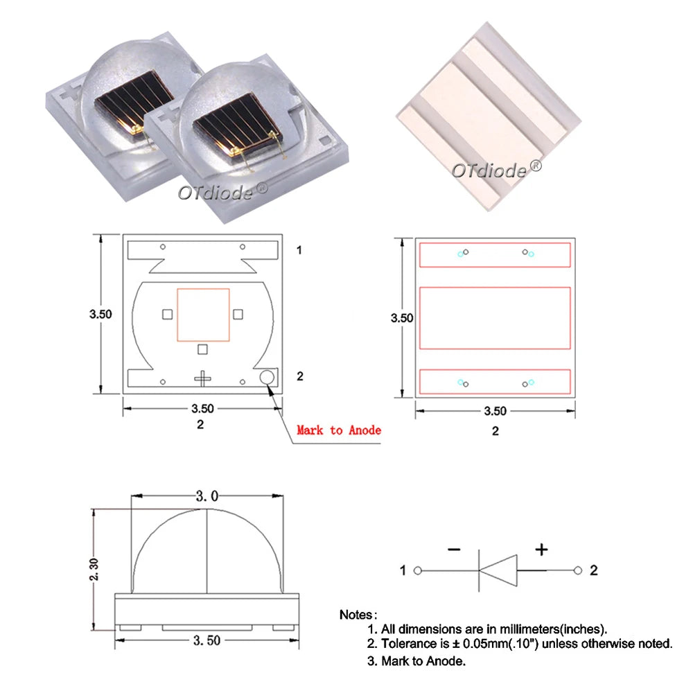 1pcs 1W 3W High Power 3535 LED Chip IR 1000nm 1200nm 1300nm 1500nm1600nm Infrared FarRed Diode Lamp for DIY Night Vision Camera