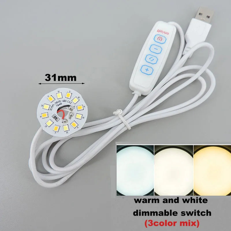 DC 5V USB Dimmer 31mm 50mm Warm White 3W 10W LED Lights 5730 Chip Single Reading Night Desk Book Tablet Lamp Switch Cable