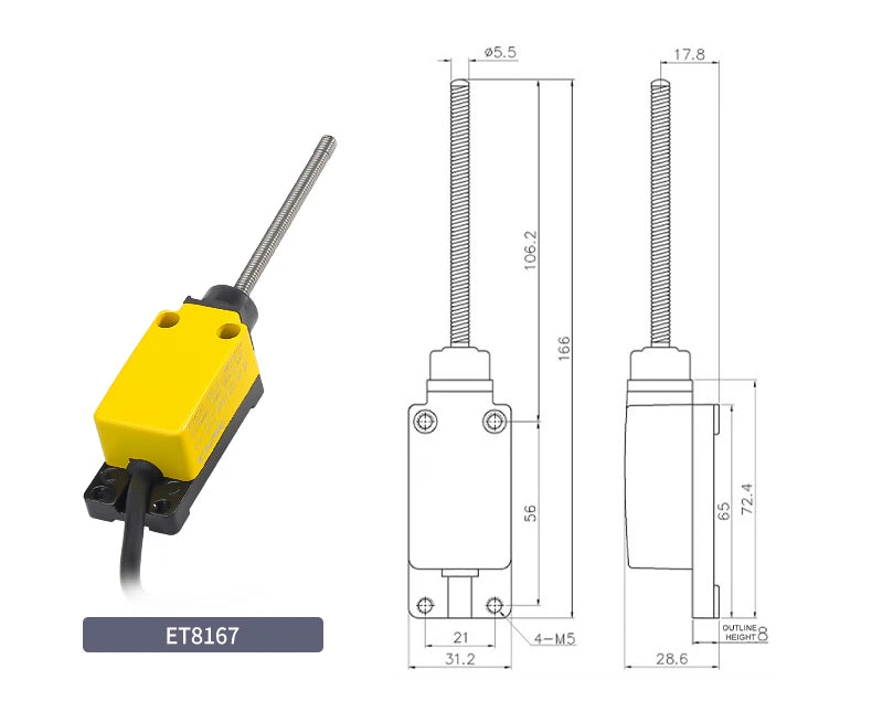 ENMG ET8108-CF IP67 Waterproof Travel Limit Switch Mechanical Position Switch Roller Lever for Industrial Equipment Farm Manure