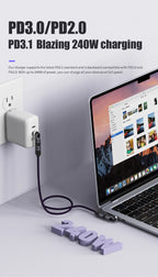 PD240W OTG C Type Adapter 90° 540° Rotating Type C Adapter Fast Charging USB C Adapter Extender for iPhone 17Pro Laptop Tablet