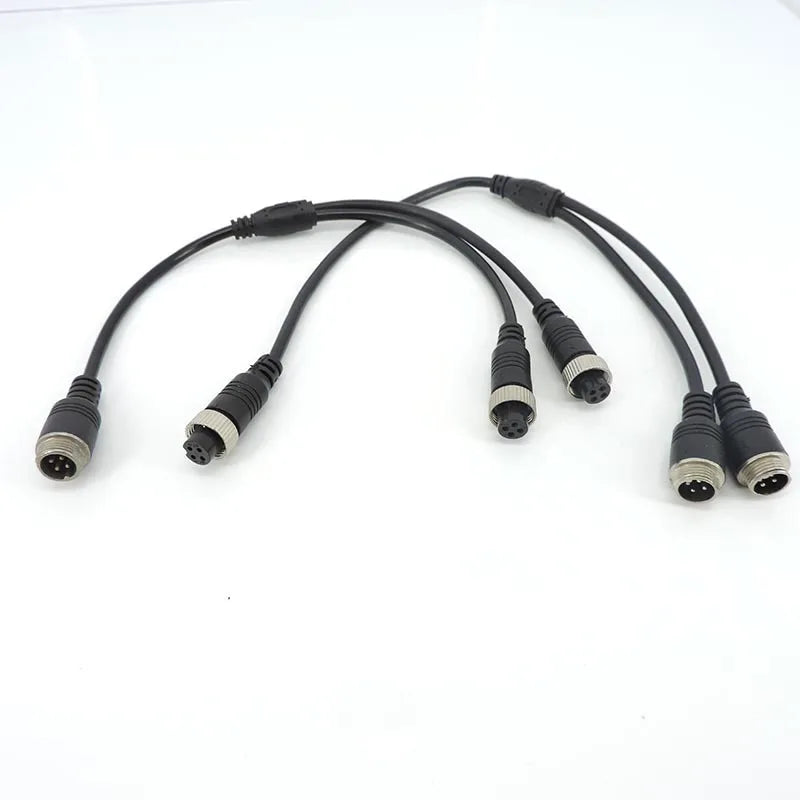 M12 4 Pin core Aviation Head to Aviation Head Male to 2 Female to 2 male Extension Y Splitter Cable Adapter for Camera Connector