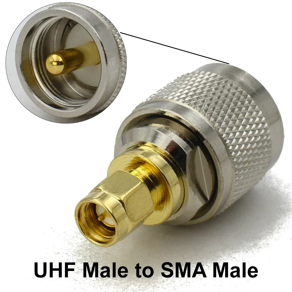 UHF to SMA Connector SO239 PL259 Male Plug & Female Jack 4Hole Flange RF Adapter Straight Brass for CB Radio/Walkie Talkie