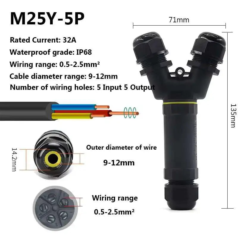 IP68 Waterproof Electrical Wire Connector I T Type Solderless Street Lights Quick Cable Wiring Outdoor Rainproof Terminal Blocks
