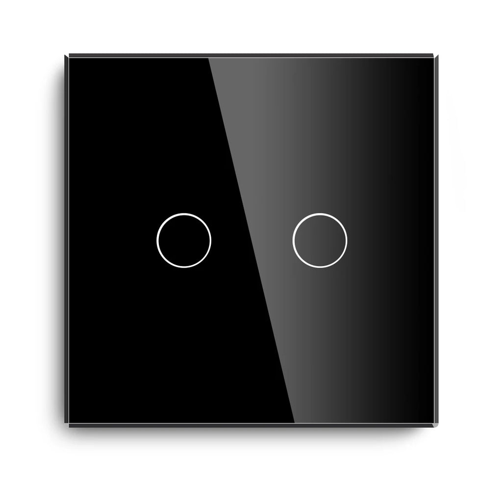 BSEED Touch Switches 1/2/3Gang 1Way Wall Light Switches Blue LED Backlight Glass Sensor Screen Home Switches Black EU Standard