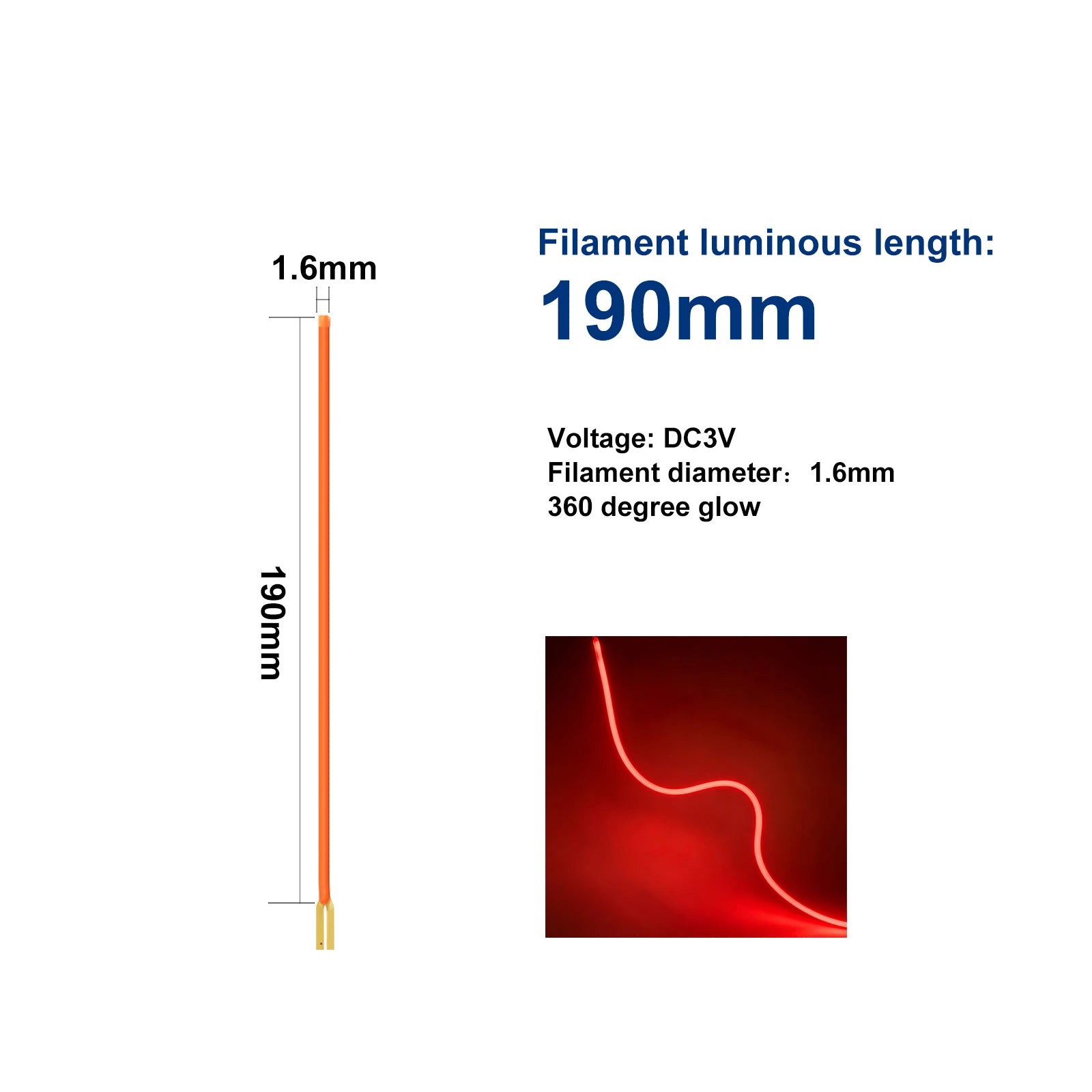 DC 3V Edison Bulb Lamp Parts LED Filament Red/Blue/Green Flexible COB LED Diode 25MM 80mm 110MM 128MM 190MM 255MM 300MM