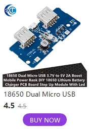 LiPo Battery Charging Protection Module, 5V 2.4A USB Type-C Boost Converter Power Supply Board