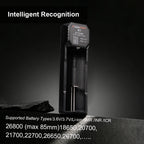 POWERKAN K1 1 Slot Smart Charger, Type-C Fast Charger for 18650 21700 26650 Li-ion Batteries