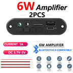 2PCS 2x3W Bluetooth 5.0 Amplifier Board with Case, USB Powered MP3 Player FM Radio Module, for DIY Portable Speaker, DC 3.7-5V