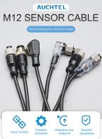 2m Line M12 4 5 Pins PVC LED IP67 Sensor Cable Connector Type A Socket Plug  Waterproof Male&Female Straight Angle Flange