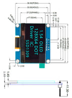 1.54" OLED Module 1.54 inch LCD Screen Display SSD1309 Drive 4PIN/7PIN 128*64 128x64 SPI/IIC I2C Full Perspective 3.3V-5V