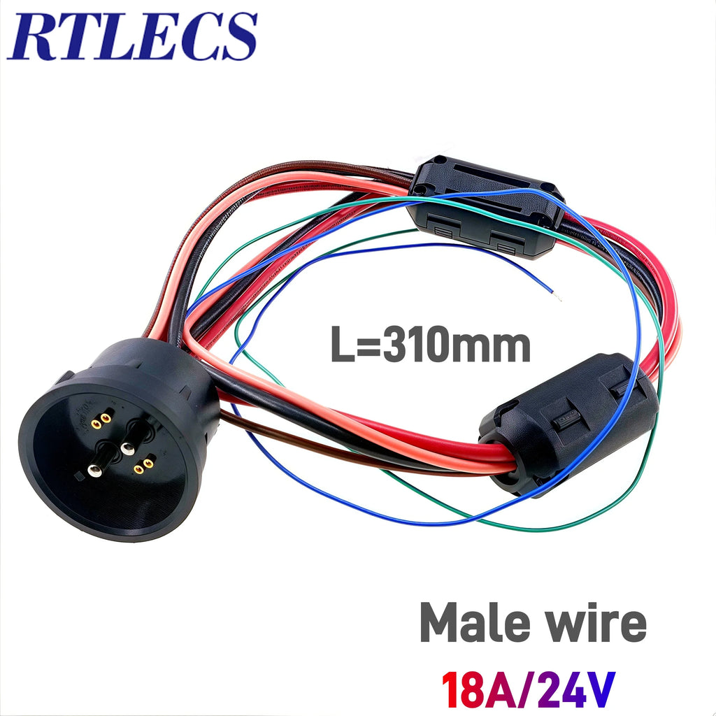 Waterproof Magnetic Circular Connector 18A 24V Male Female 4+2 Pin DC Power Charger Military-grade 12AWG Wire Threaded Gold Plat