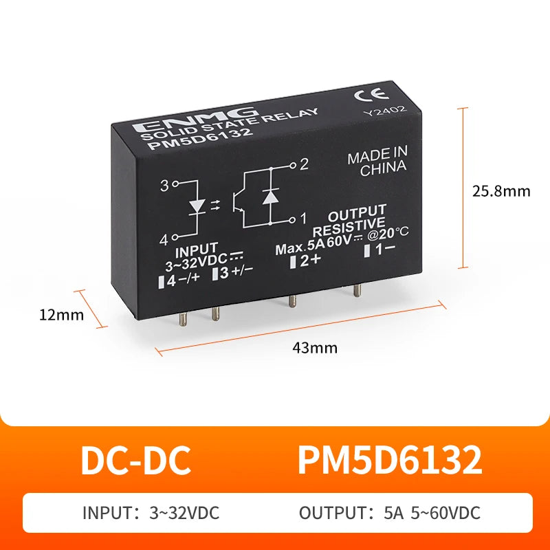 ENMG 24V Wide Voltage PCB Small Welding Type Solid State Relay PMN5D6132 DC Control 3V5V PM5D6132 Optocoupler Isolation Thin