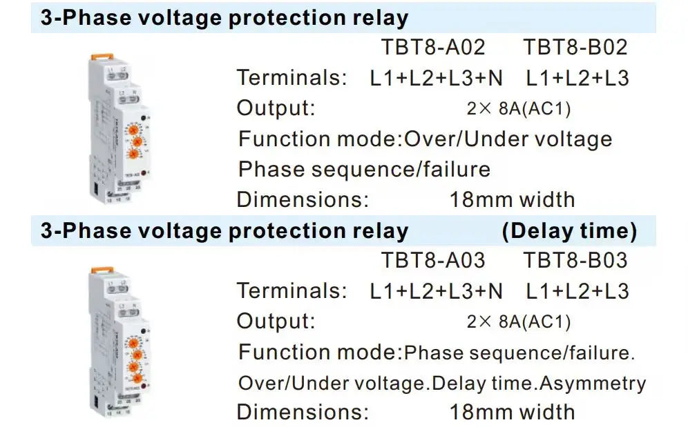 New TBT8 three phase motor protector 3 Phase failure Phase Sequence Voltage Monitoring Relay Voltage Sensing Protection Relay