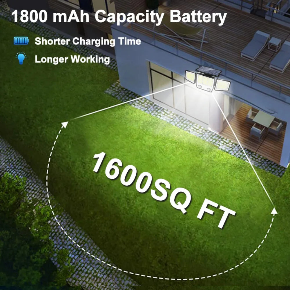 3 Heads Solar Motion Sensor Lights 236/223LED Solar Security Flood Lights Waterproof 3 Modes Wall Light Garden Yard Patio Pathwa