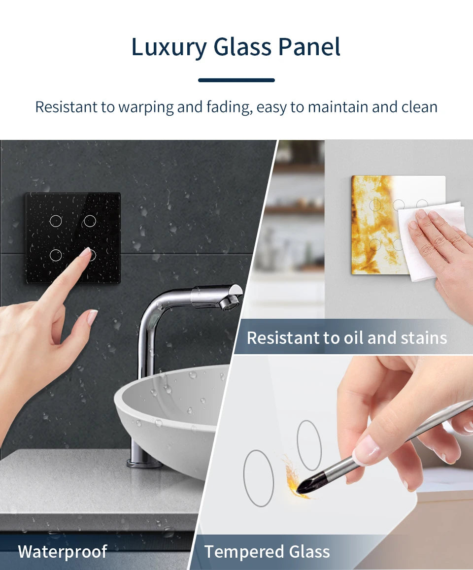 Tuya WiFi Smart Switch Brazil Standard 4x4 Size Touch Sensor 4/6/8 Gang Wall Light Switch Voice Control By Alexa Google Home