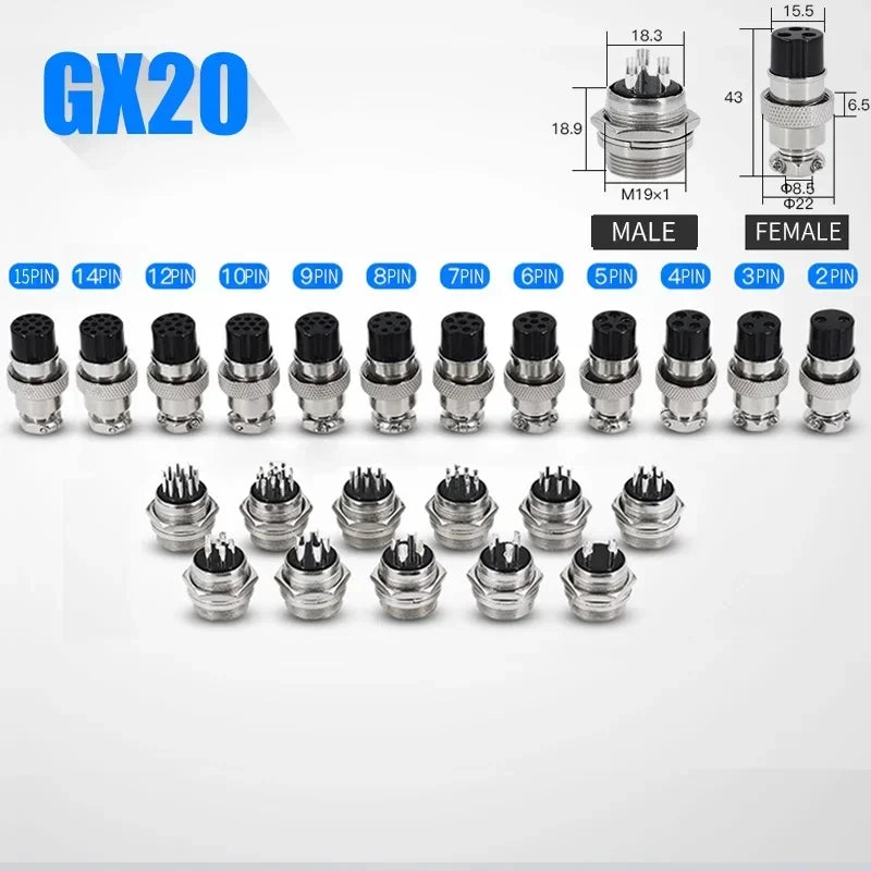 5/10/100SETS aviation plug GX16-2P/3/4/5/6/7/8/9pin male female aviation socket connector 12 16 20mm