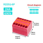 Wire Electrical Connectors Wire Push-in Terminal Block multiple in multiple out Connector Mount On Din Rail with fixing Hole