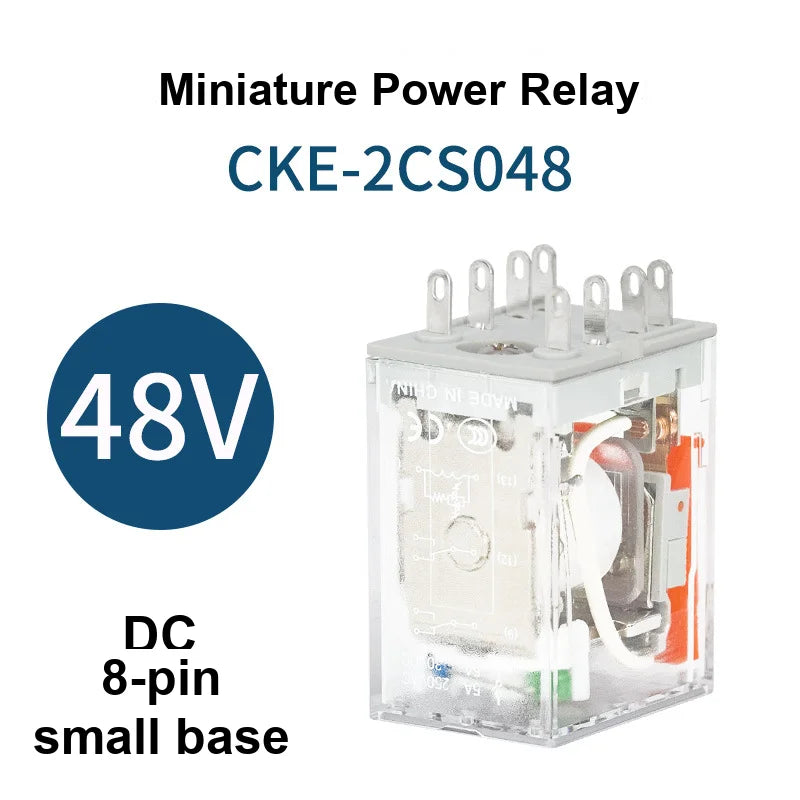 2Pcs CNTD CKE-2CS Miniature Relay 8-Pin DPDT 5A 250VAC 30VDC Plug-in Silver Alloy 14 Coil Voltages DC/AC CCC CE RoHS