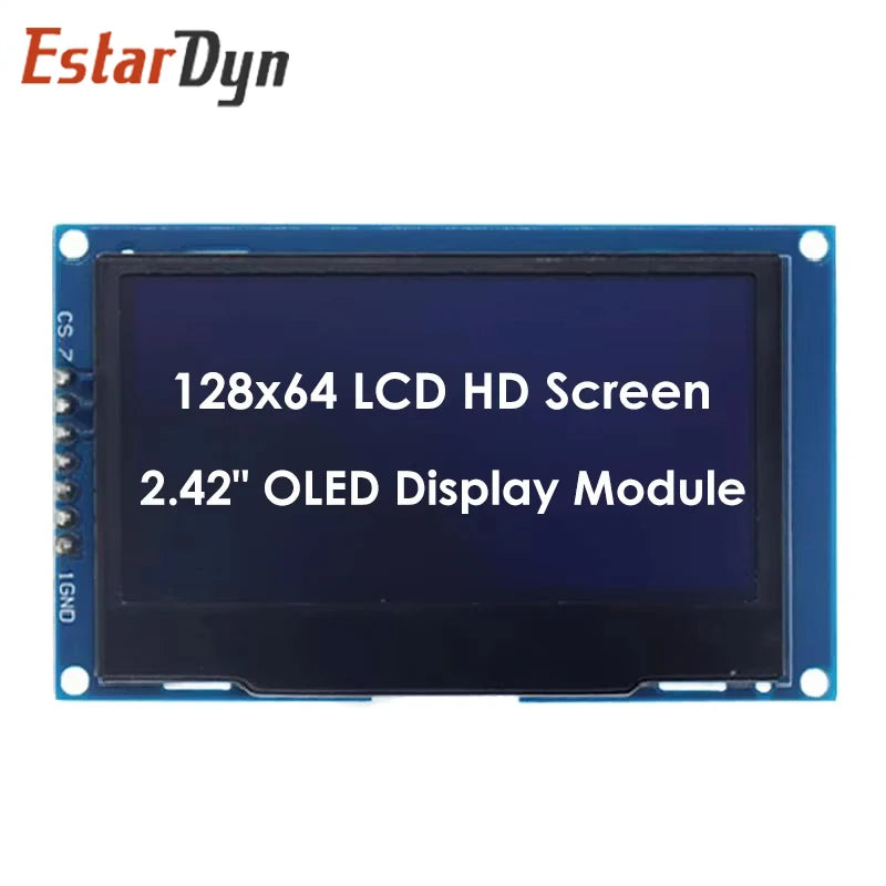 EstarDyn 2.42 Inch LCD 128x64 SSD1309 4 Pin IIC / 7 Pin SPI Serial Interface OLED LCD Display Module