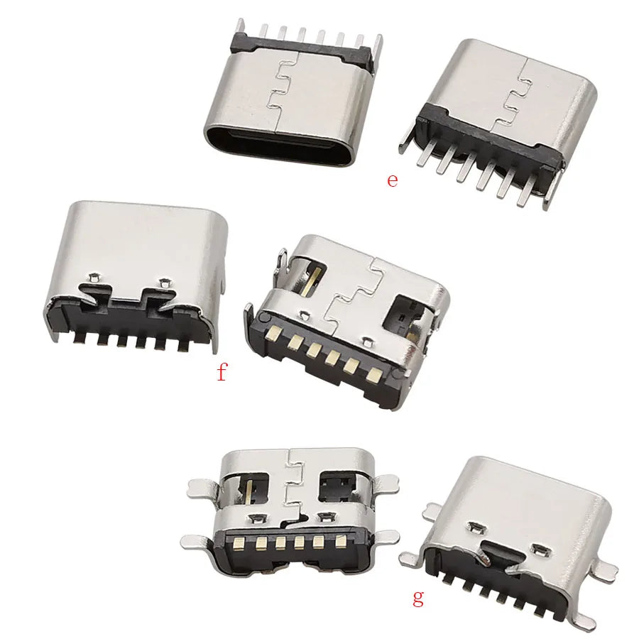 100Pcs USB Type C Female Socket 6/16 Pin Connector Soldering SMD SMT PCB Mount DIY Repair USB Type-C Socket Adapter