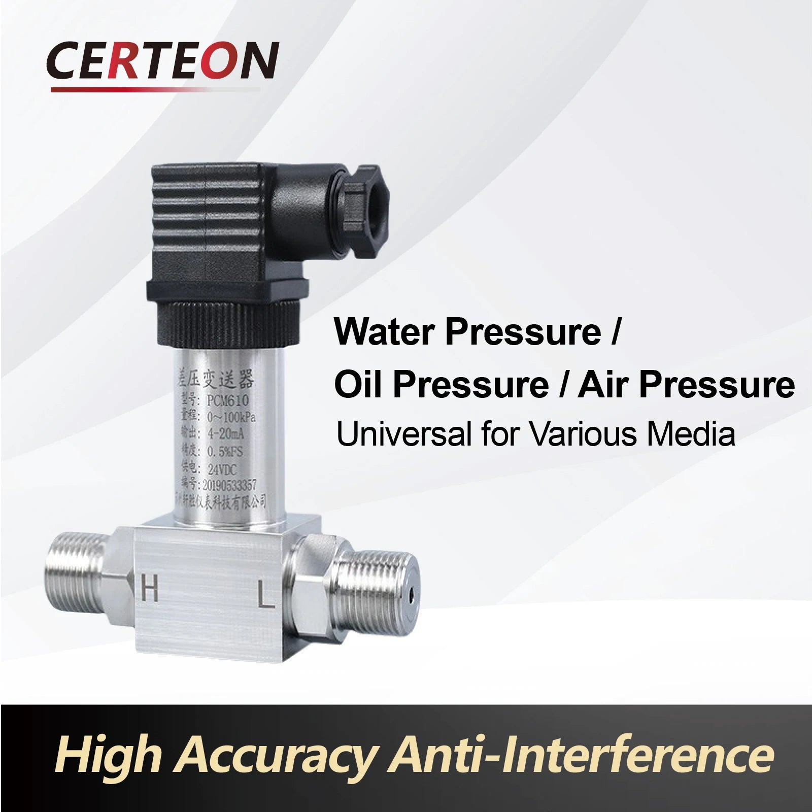 HTP‑610 Compact Differential Pressure Transmitter Diffused Silicon Sensor RS485/Analog Output ‑10kPa‑100MPa G1/4 G1/2