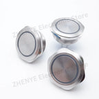 40mm Metal Push Button Switch Power LED Light Waterproof Reset Self-locking Latching Start Stop Switch On Off 2NO2NC With Wire