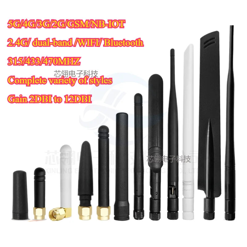 2pcs 2.4G 5G5.8G WIFI Bluetooth 433MHz 470 900 LTE 4G Nb-IoT External Glue Stick Antenna
