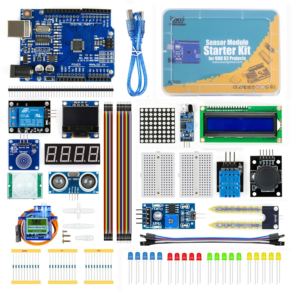 KUONGSHUN Sensor Module Starter Kit for Arduino Set R3 0.96 OLED 1602 LCD Display with Tutorial for Arduino Uno