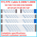 10PCS FPC FFC Cable Ribbon Flexible Flat Cable 4P/5P/6P/7P/8P/9P/10P/11P/12P/13P 0.5MM 1.0MM Pitch 50/100/150/200/250/300MM