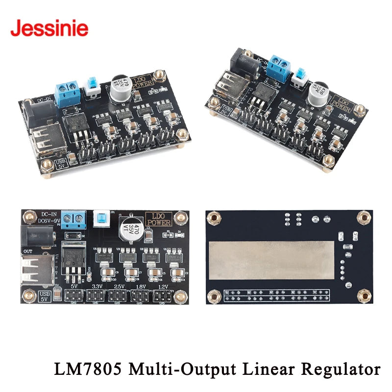 LM7805 Multi-Output Linear Regulator Module 6~9V Input to 1.2/1.8/2.5/3.3/5V Output Voltage