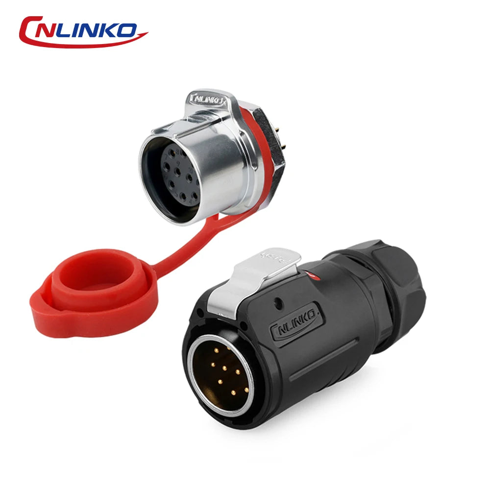 CNLINKO M24 Industrial Power & Signal Connector 2-24 Pin 25A 500V Waterproof IP68 Semi-Metal Solder Type Single-Hole Mount