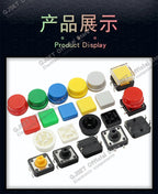 20 Pcs Tactile Pushbutton Switch 12*12*7.3MM Micro Switch Pushbutton A14 A24 Pushbutton Cover 12x12x7.3MM Square Head Pushbutton