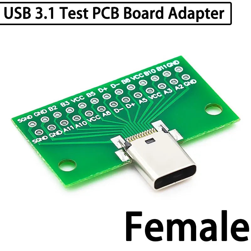 Type-C Male to Female USB 3.1 Test PCB Board Adapter Type C 24P 2.54mm Connector Socket For Data Line Wire Cable Transfer