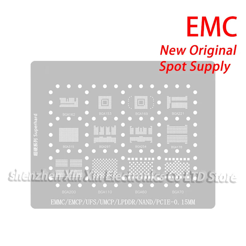 AMAOE EMMC2 EMMC3 U-UFS1 0.15MM Precision square hole BGA stencil for EMMC EMCP UFS LPDDR NAND PCIE BGA153/162/169/186/221/254