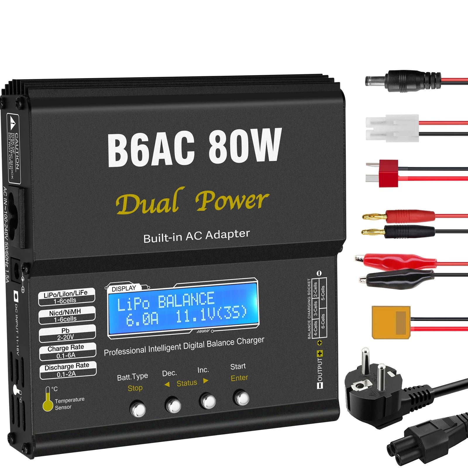 IMAX B6AC 80W RC Charger B6 AC 6A Balance Charger with Digital LCD Screen Li-ion LiFe Nimh Nicd PB Lipo Battery Discharger
