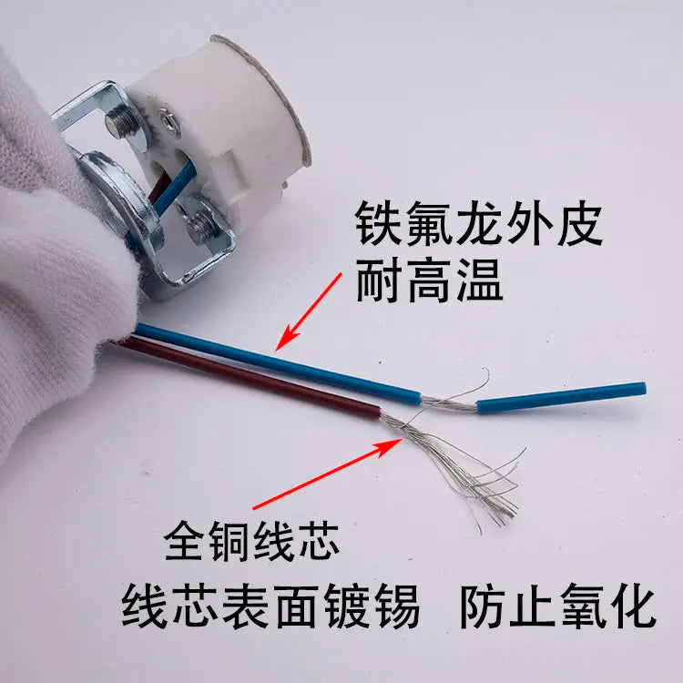5Pcs MR11 MR16 Gu5.3 LED Halogen Light Socket Porcelain 0.75mm2 30cm Wire Lead Pin Clamp Thread Head Lamp Cup Plug Lamp Holder