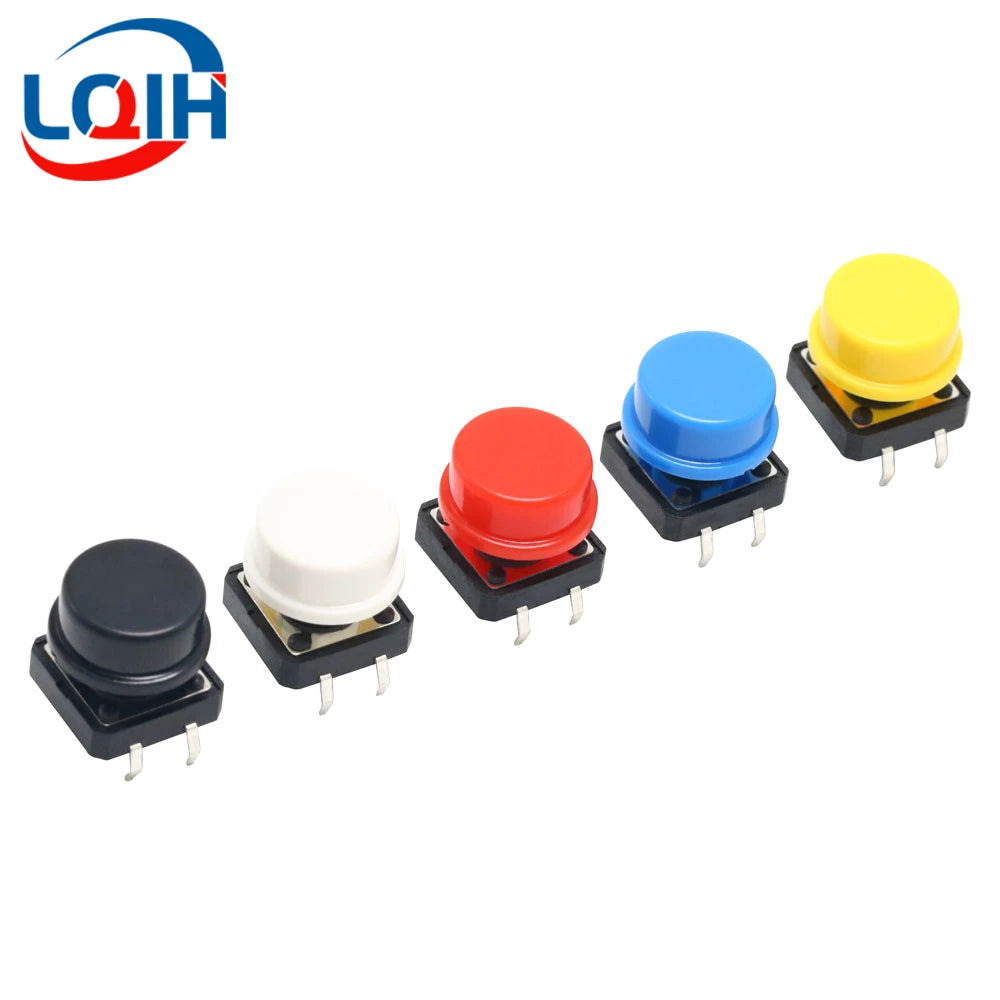 12*12*7.3MM Tactile Push Button Switch Momentary Micro switch button Tact Cap White Black Yellow Blue Red for Arduino Switch