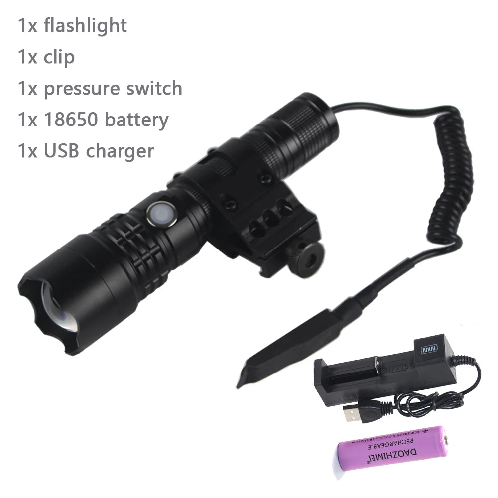 IR 850nm/940nm Tactical Infrared Radiation Zoomable LED Flashlight Type-c USB charging Focus Night Vision Hunting Torch