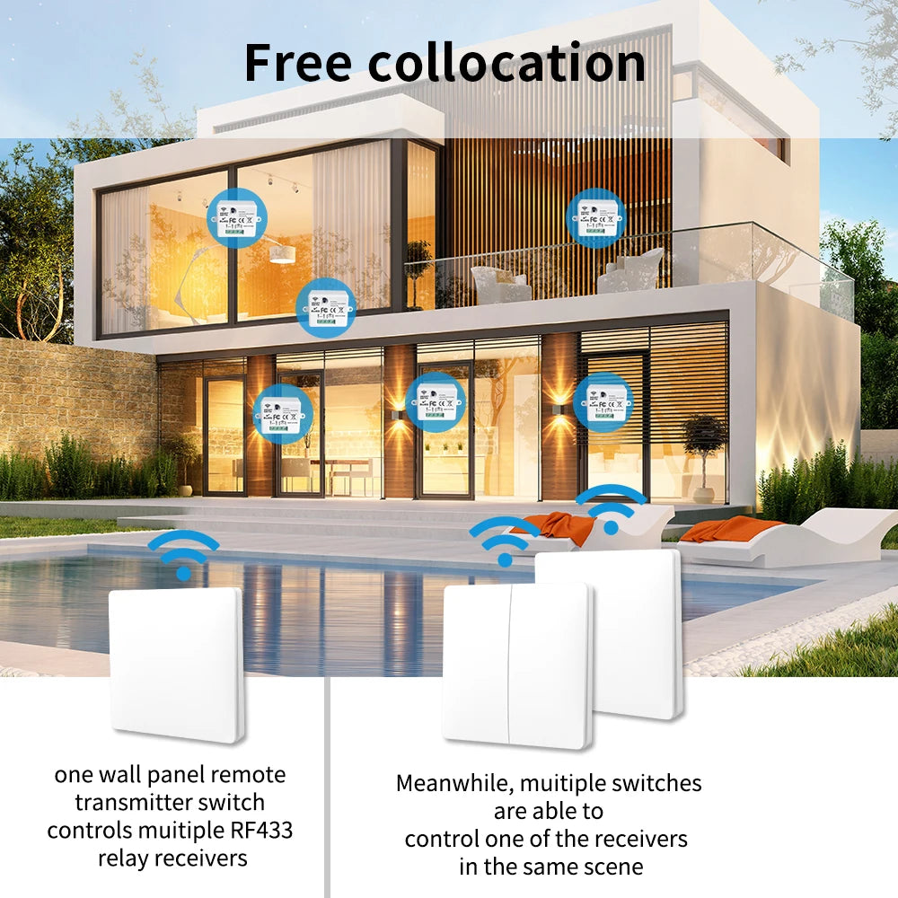 SIXWGH Smart Wireless Switch RF433Mhz Self-Powered Push Button Wall Panels Remote Controller Light Switch Waterproof Wall Switch