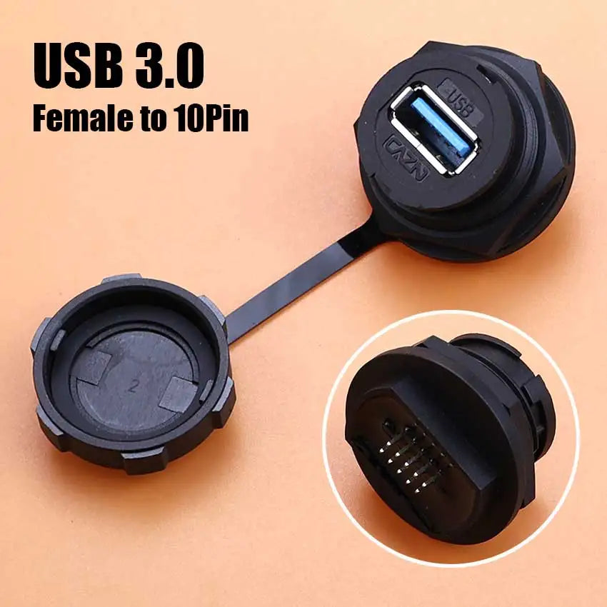D Type Waterproof Chassis Connector USB Micro Type-C HDMI-compatible Female Converter Socket Panel Mount DIY Jack W/ Dust Cover