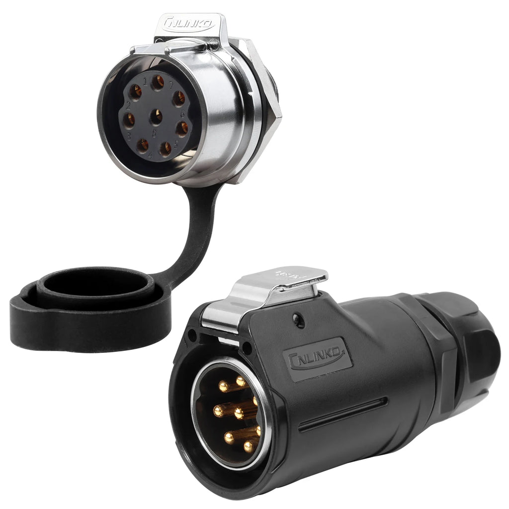 CNLINKO M28 8Pin Circular Aviation Connector Waterproof 15A 300V Solder Type Quick Snap Lock for Industrial Control Systems