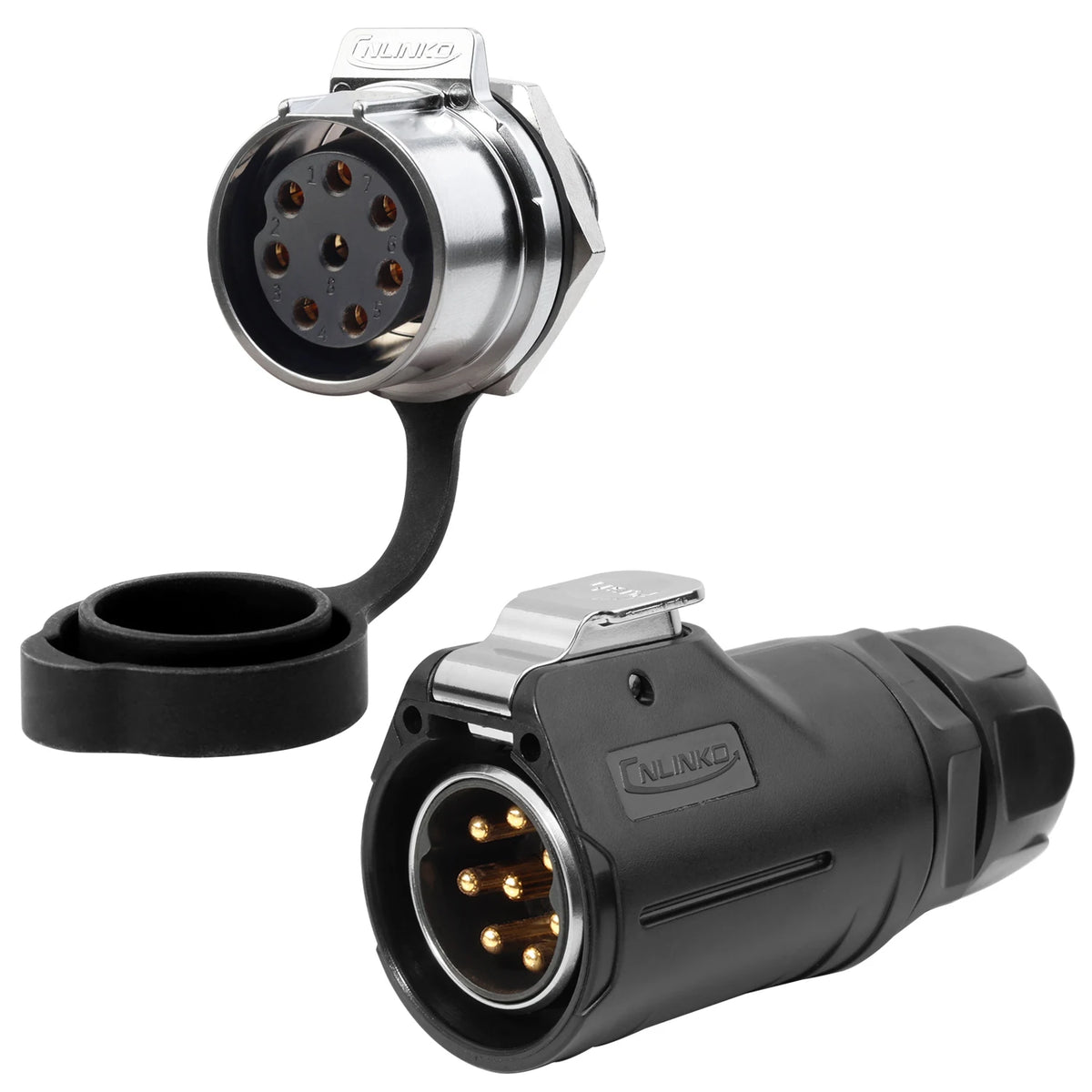 CNLINKO M28 8Pin Circular Aviation Connector Waterproof 15A 300V Solder Type Quick Snap Lock for Industrial Control Systems